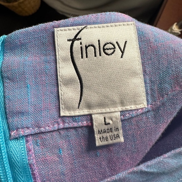 Finley Blue Linen Ruffle Sleeve Shift Dress Size Large - Picture 4 of 7